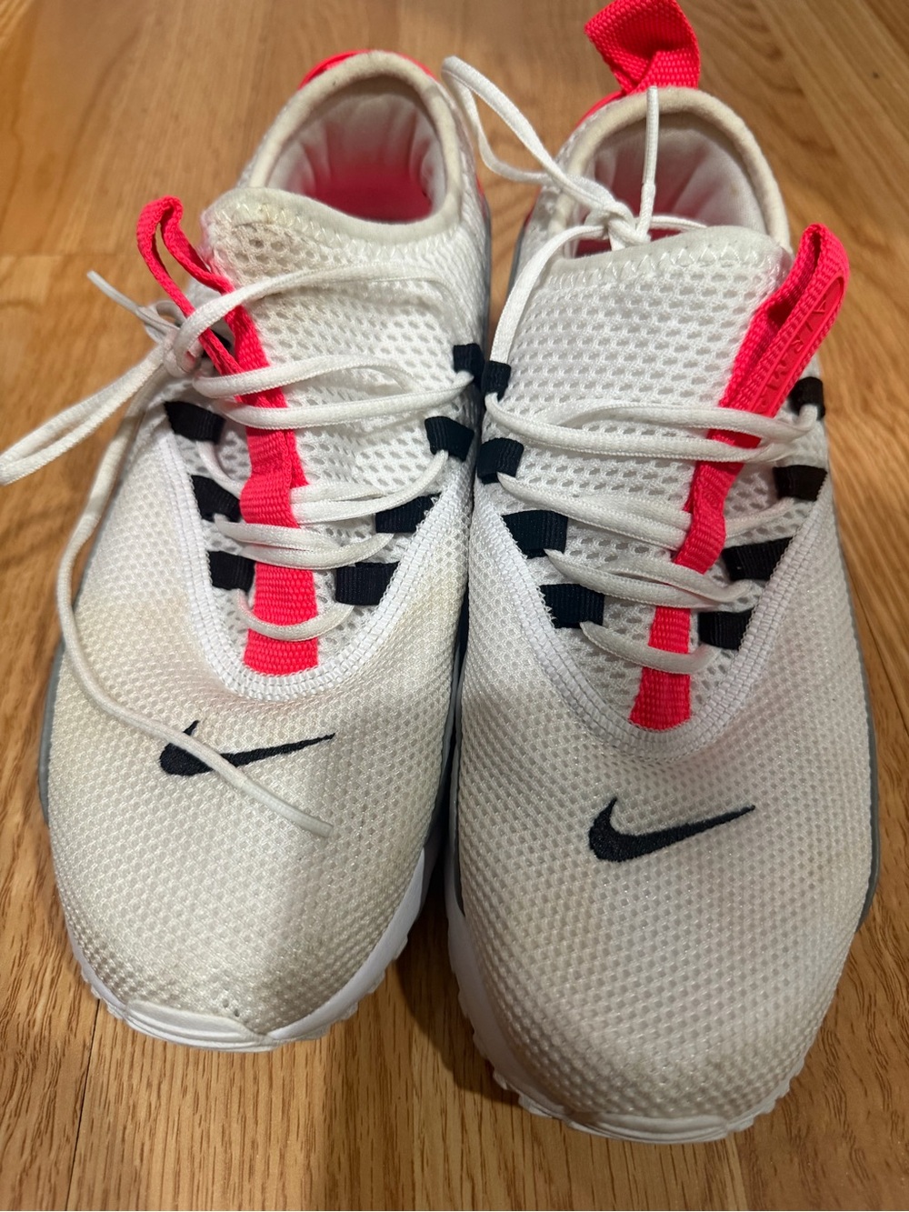 Nike White Mesh Sneakers with Pink Accents